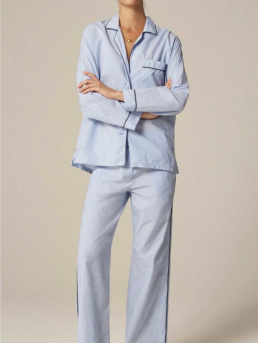 J. Crew Classic pajama pant set in end-on-end cotton Cool Lilac size XXL - Picture 10 of 10